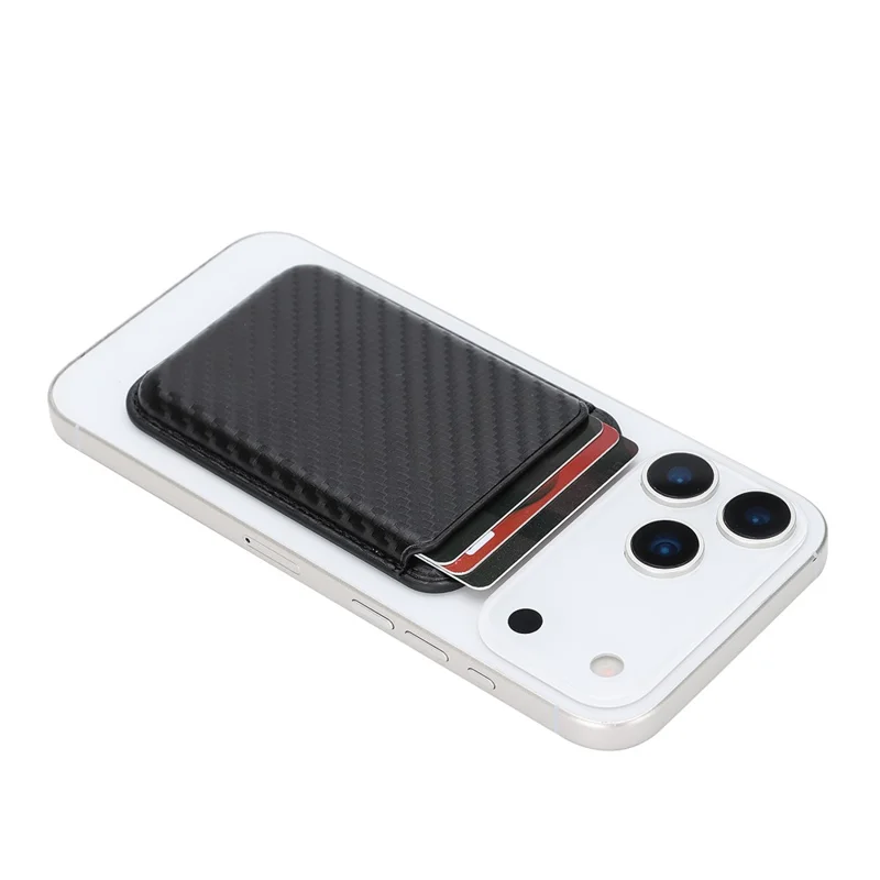 Carbon Fiber Texture Magnetic Wallet Phone Back Card Holder - Carbon Fiber Texture