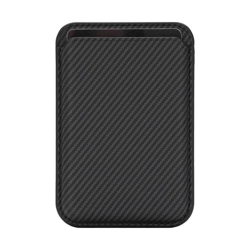 Kevlar Fiber Texture Magnetic Wallet Phone Back Card Holder - Black