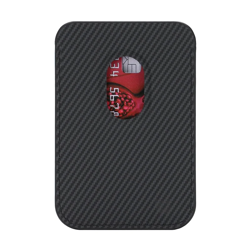 Kevlar Fiber Texture Magnetic Wallet Phone Back Card Holder - Black