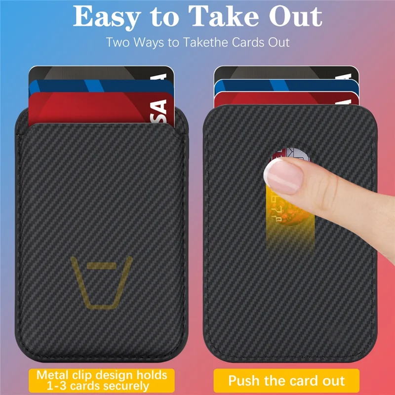 Kevlar Fiber Texture Magnetic Wallet Phone Back Card Holder - Black