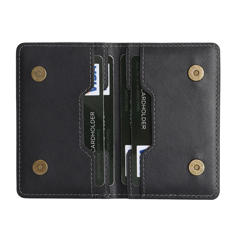 Magnetic Card Holder Wallet Compatible with MagSafe Foldable Stand PU Leather Card Case - Black