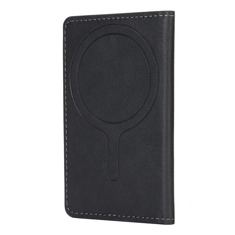 Magnetic Card Holder Wallet Compatible with MagSafe Foldable Stand PU Leather Card Case - Black