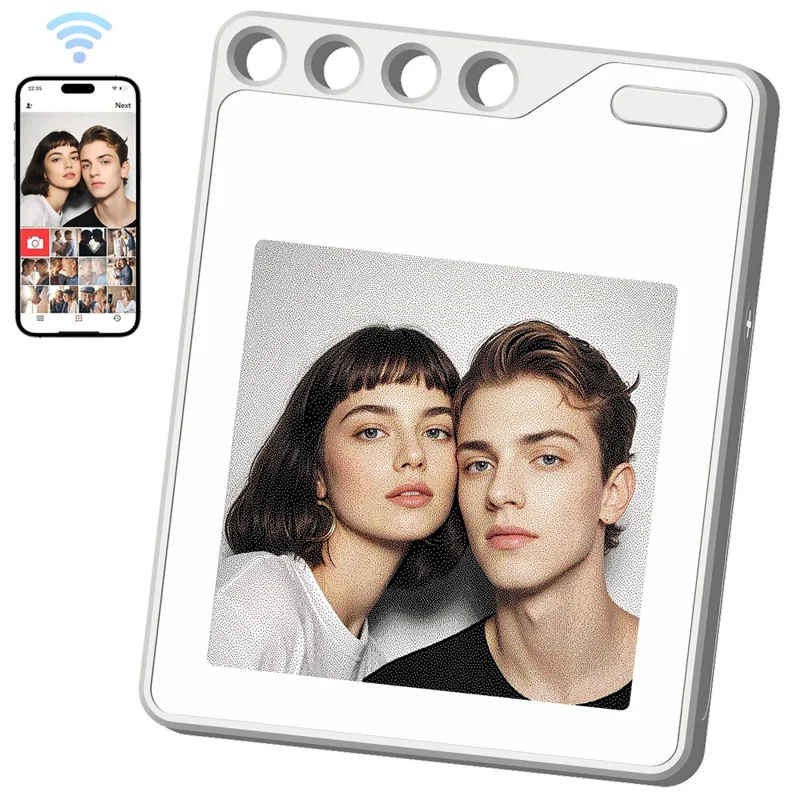 F10 Mini Locator Key Ring with 1.54 Inch E-Ink Display Bluetooth-compatible Item Finder for Luggage Keys Bags - White