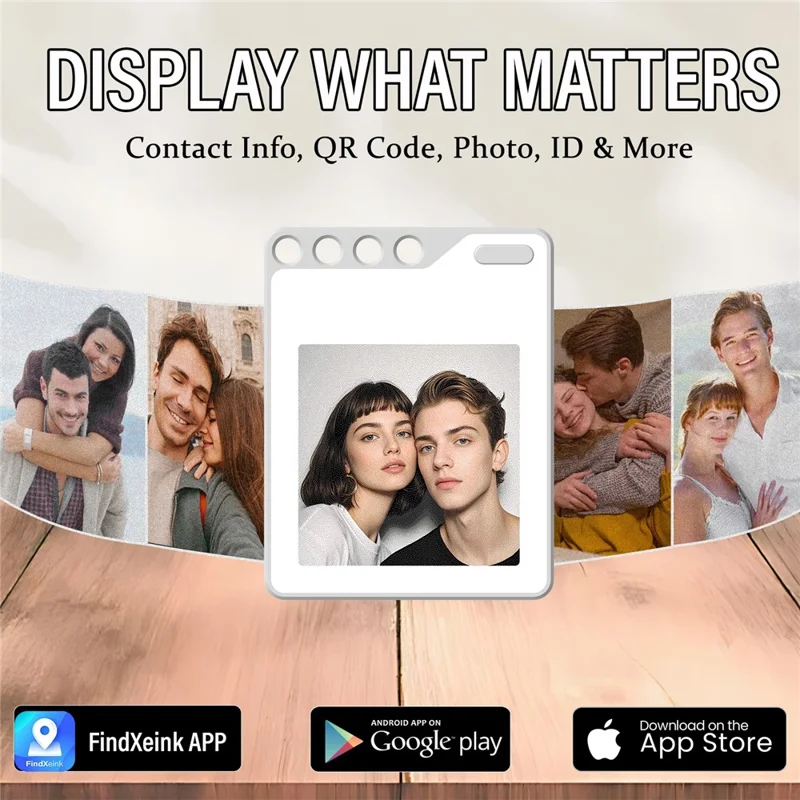 F10 Mini Locator Key Ring with 1.54 Inch E-Ink Display Bluetooth-compatible Item Finder for Luggage Keys Bags - White