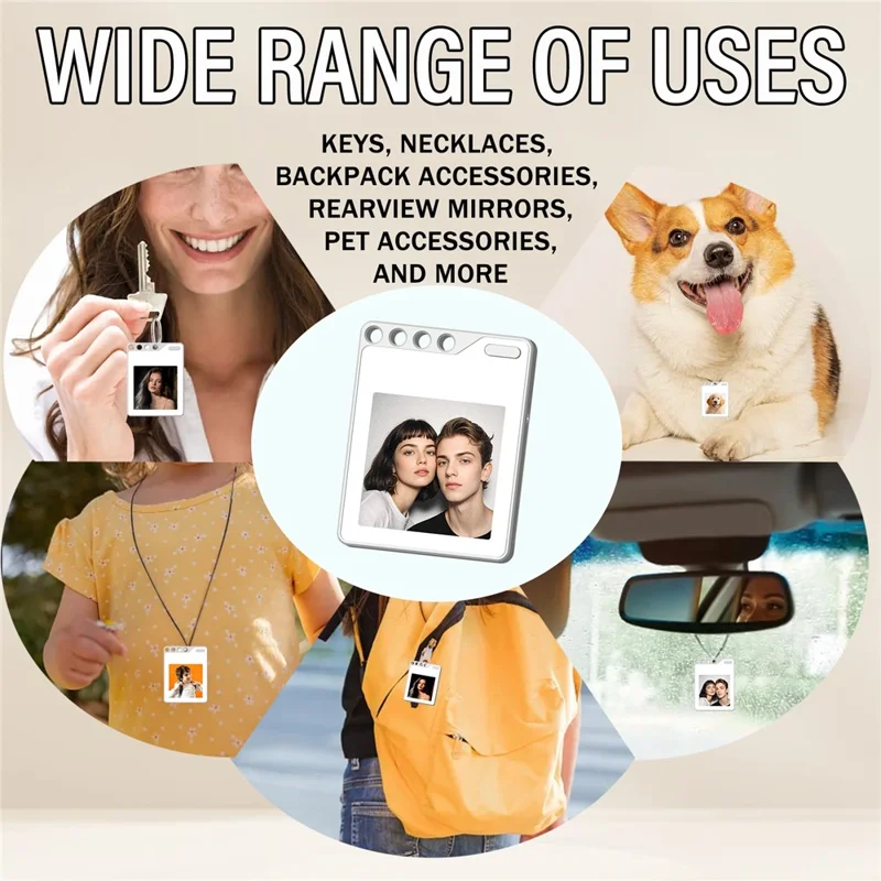 F10 Mini Locator Key Ring with 1.54 Inch E-Ink Display Bluetooth-compatible Item Finder for Luggage Keys Bags - White