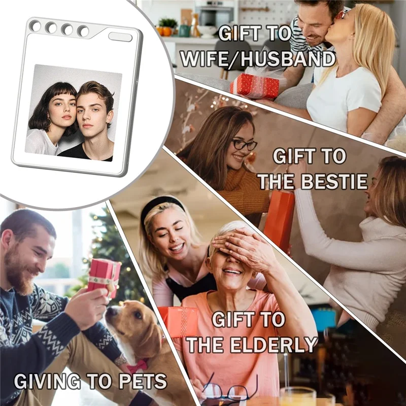 F10 Mini Locator Key Ring with 1.54 Inch E-Ink Display Bluetooth-compatible Item Finder for Luggage Keys Bags - White