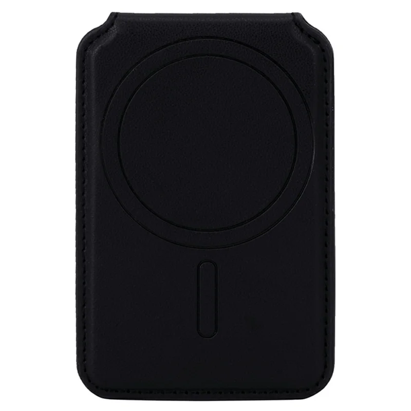R20 Ring Holder Kickstand Magnetic Card Holder PU Leather Phone Card Slots Wallet - Black