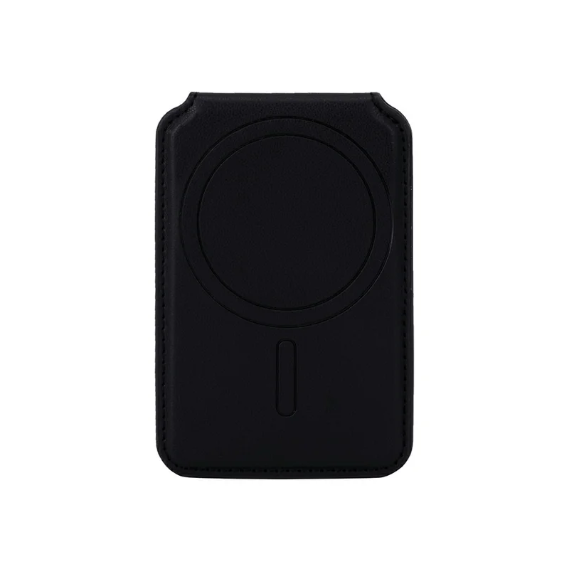 R20 Magnetic Card Holder PU Leather Phone Back Wallet Kickstand with Metal Ring Sheet - Black