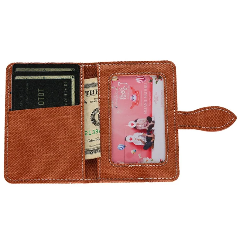 Canvas Card Holder Wallet Pouch Strong Adhesive Phone Kickstand - Brown
