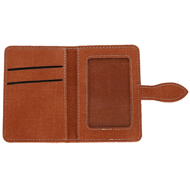 Canvas Card Holder Wallet Pouch Strong Adhesive Phone Kickstand - Brown