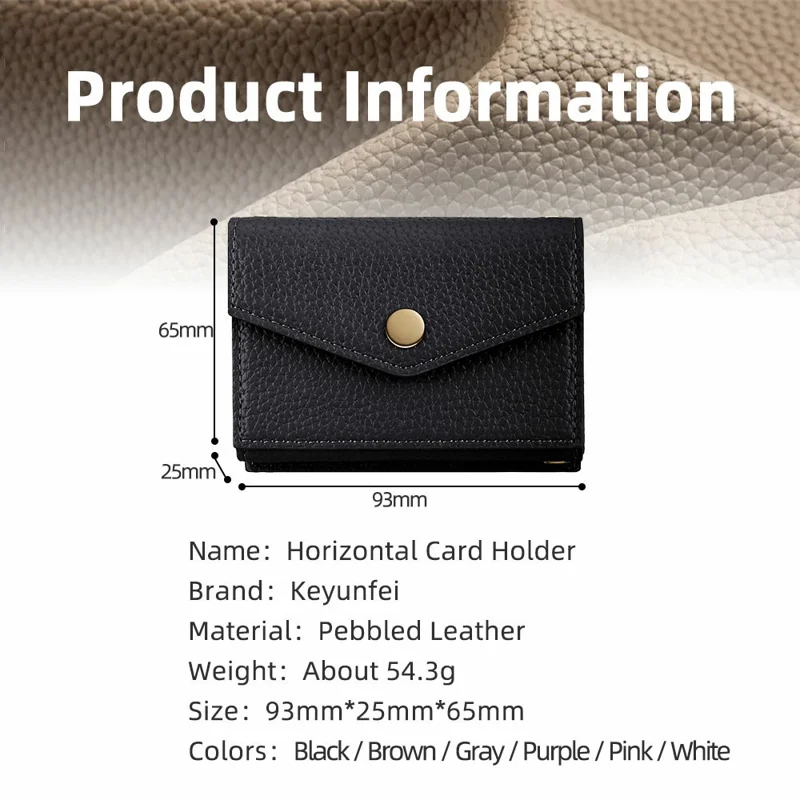 Multi-Function Horizontal Phone Card Holder Large Capacity Leather Wallet Kickstand with Mirror - Black