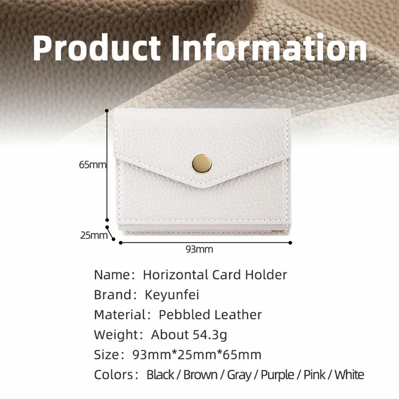 Горизонтальный кожаный кошелек с увеличенной вместимостью, держателем телефона, зеркалом - Белый