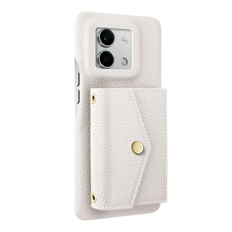 Горизонтальный кожаный кошелек с увеличенной вместимостью, держателем телефона, зеркалом - Белый