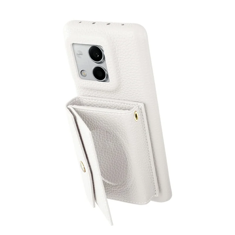 Горизонтальный кожаный кошелек с увеличенной вместимостью, держателем телефона, зеркалом - Белый