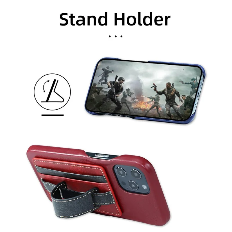 KT1 Card Holder Adhesive PU Leather Phone Wallet with Strap Holder - Black / Grey