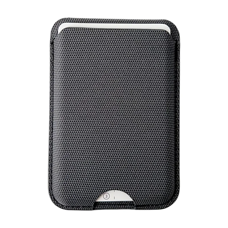 Magnetic Card Holder with Kickstand Tech Fabric Phone Wallet Card Sleeve - Black