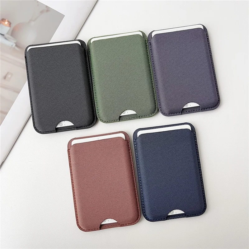 Magnetic Card Holder with Kickstand Tech Fabric Phone Wallet Card Sleeve - Black