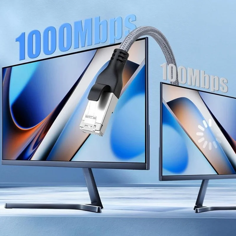 KY01A 1.8m USB-C to RJ45 Ethernet Adapter Braided Cable 1000Mbps Gigabit Network Cable for Laptop Phone Tablet - Grey  /  Silver