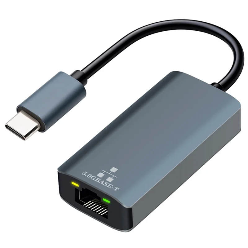 KY101 Type-C to RJ45 5Gbps Ethernet Adapter Aluminum Alloy Gigabit Network Card for Laptop - Grey