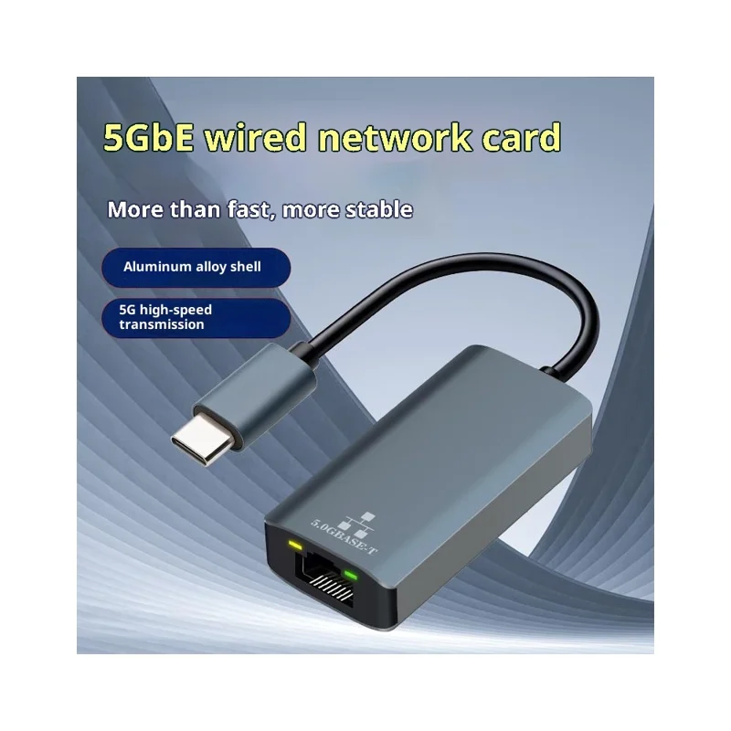 KY101 Type-C to RJ45 5Gbps Ethernet Adapter Aluminum Alloy Gigabit Network Card for Laptop - Grey