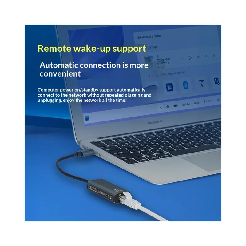 KY101 Type-C to RJ45 5Gbps Ethernet Adapter Aluminum Alloy Gigabit Network Card for Laptop - Grey