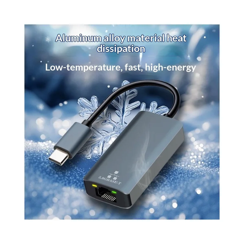 KY101 Type-C to RJ45 5Gbps Ethernet Adapter Aluminum Alloy Gigabit Network Card for Laptop - Grey