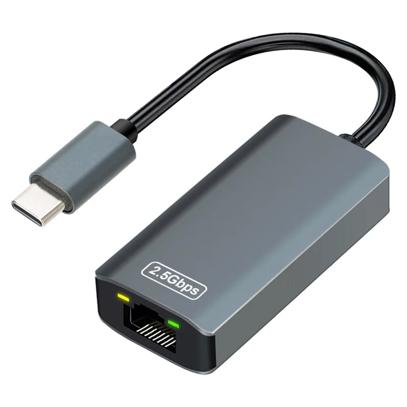 Adaptateur Ethernet KY04 de Type-C à RJ45, 2,5 Gbps, carte réseau USB 3.0 pour ordinateur portable et bureau - Gris