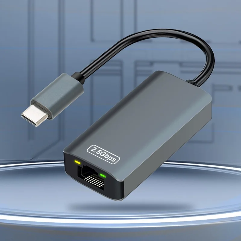 Adaptateur Ethernet KY04 de Type-C à RJ45, 2,5 Gbps, carte réseau USB 3.0 pour ordinateur portable et bureau - Gris
