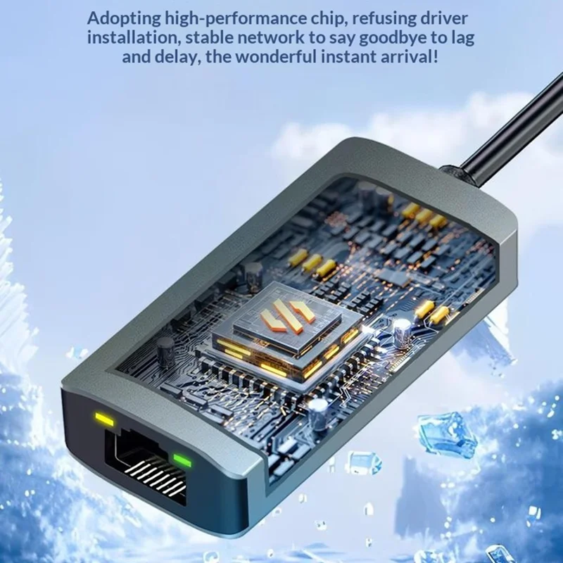 Adaptateur Ethernet KY04 de Type-C à RJ45, 2,5 Gbps, carte réseau USB 3.0 pour ordinateur portable et bureau - Gris