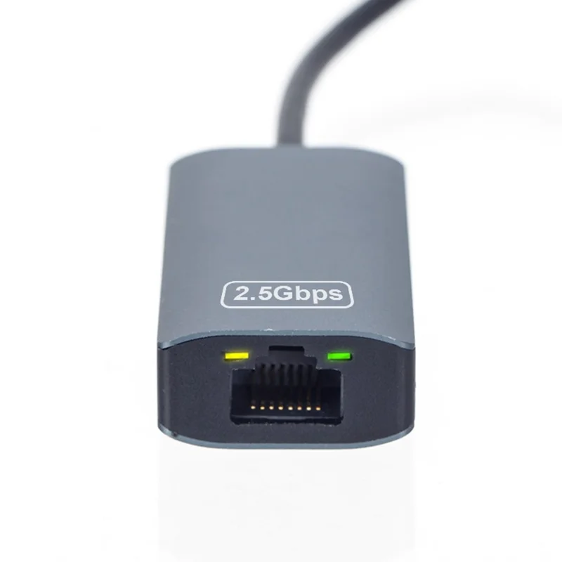 KY24 2-in-1 USB  /  Type-C to RJ45 2.5Gbps Ethernet Adapter Aluminum Alloy Gigabit Network Card for Desktop Laptop - Grey