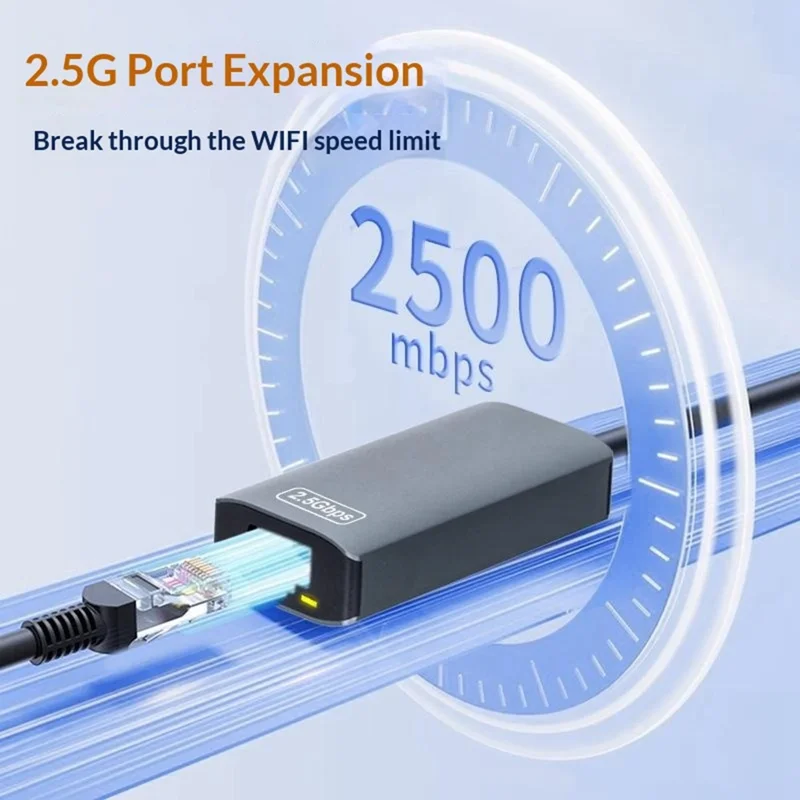 KY24 2-in-1 USB  /  Type-C to RJ45 2.5Gbps Ethernet Adapter Aluminum Alloy Gigabit Network Card for Desktop Laptop - Grey