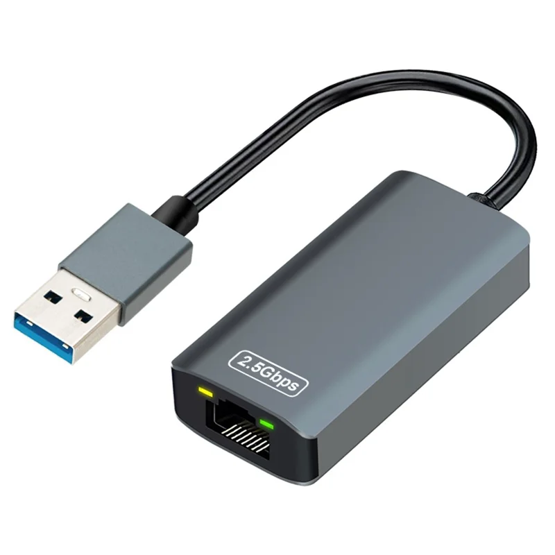 KY34A Adaptateur Ethernet USB-C vers RJ45 2,5 Gbit/s Carte réseau Gigabit USB 3.0 en alliage d'aluminium pour ordinateur de bureau, ordinateur portable - Gris
