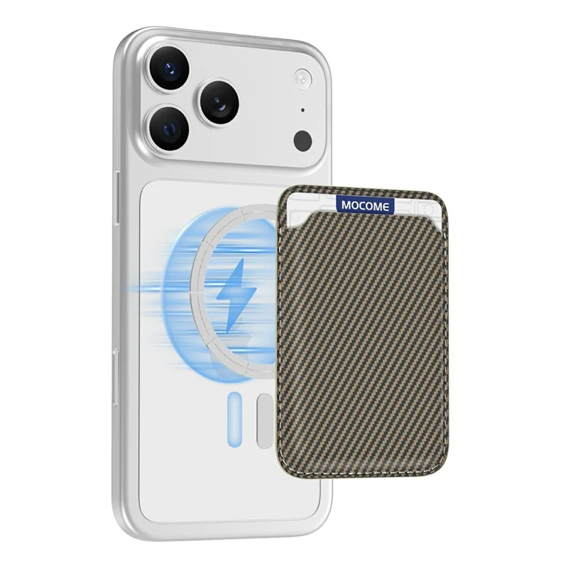 Magnetic Phone Card Holder Kevlar Carbon Fiber Wallet RFID Blocking Card Case - Desert Gold