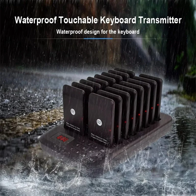 CTP301 16 Пейджеров Беспроводная Система Оповещения, Ресторанные Сигналки для Вызова в Очереди, Черный