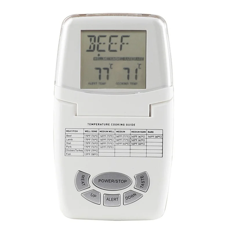 TS-84 Digitales Fleischthermometer Wasserdichter Fühler 8 Arten 5 Garstufen Wireless BBQ Lebensmitteltemperatur - Weiß