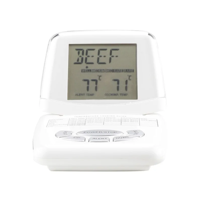 TS-84 Digitales Fleischthermometer Wasserdichter Fühler 8 Arten 5 Garstufen Wireless BBQ Lebensmitteltemperatur - Weiß