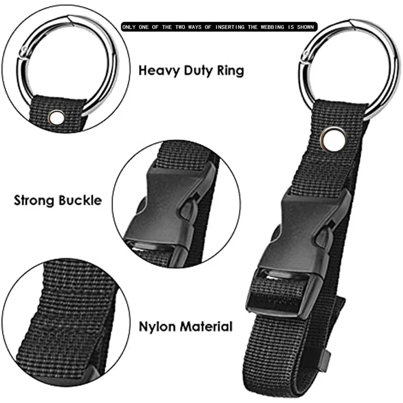 Travel Anti-Theft Luggage Strap Adjustable Bag Connector Nylon Belt with Metal Hook for Suitcase Backpack - Black