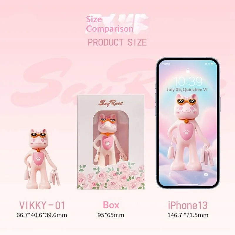 Миниатюрная магнитная фигурка-игрушка SAYROSE VIKKY-01 в виде кота, настольный декор - Розовый
