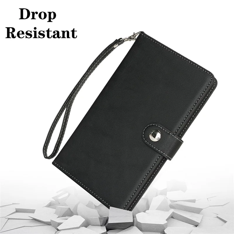 PU RFID Blocking Passport Holder Wallet Organizer 5 Card Slots Travel Document Case - Black