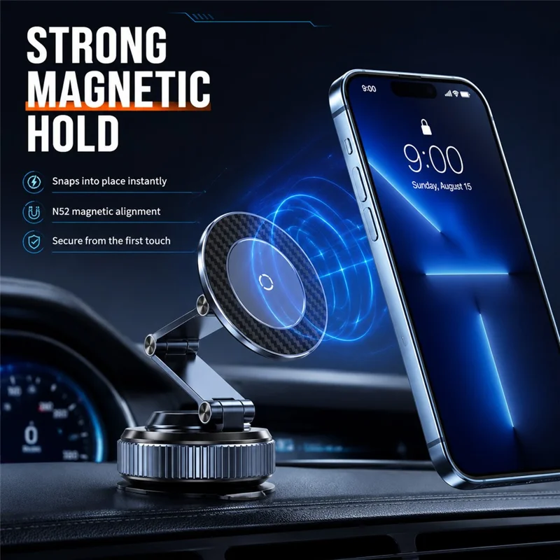 K001B Magnetic Car Phone Mount N52 Magnet 360 Degree Rotation Dashboard Stand Foldable Holder for Smartphone - Blue