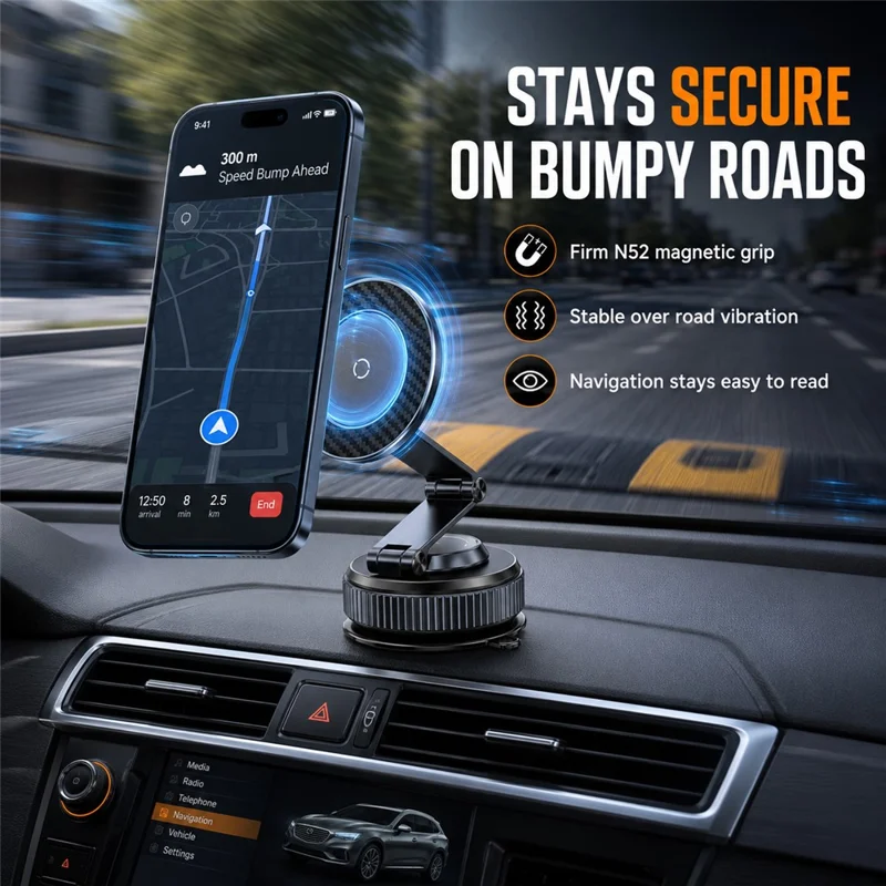 K001B Magnetic Car Phone Mount N52 Magnet 360 Degree Rotation Dashboard Stand Foldable Holder for Smartphone - Blue