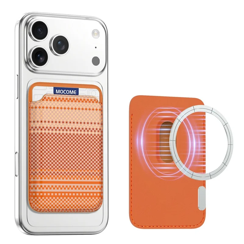 Magnetic Card Holder Wallet Slim RFID Blocking Card Slot Case Compatible with MagSafe - Orange