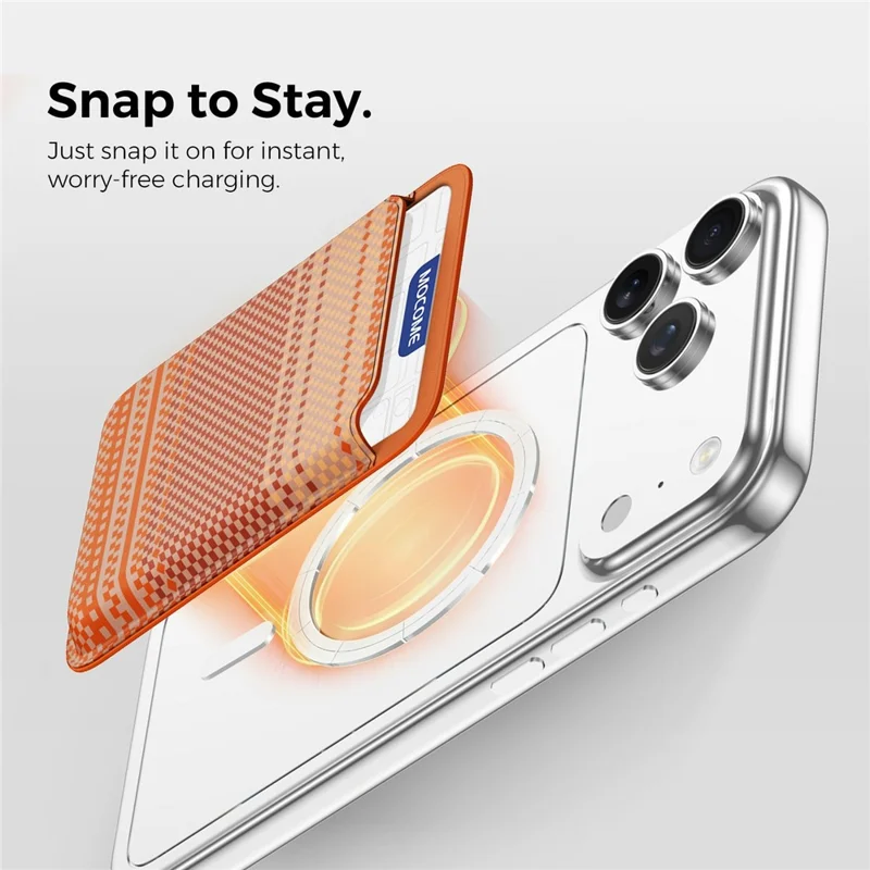 Magnetic Card Holder Wallet Slim RFID Blocking Card Slot Case Compatible with MagSafe - Orange