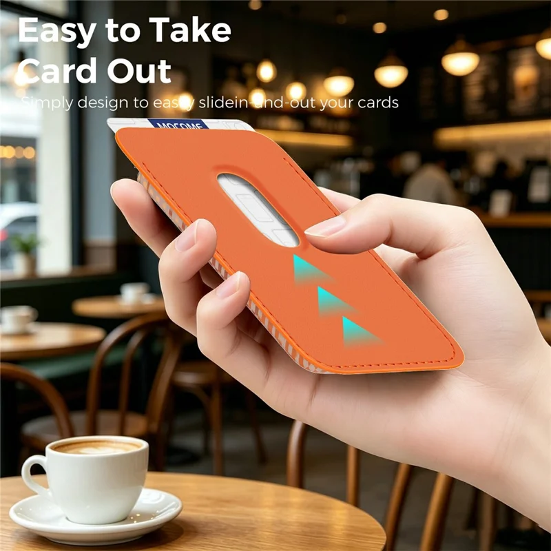 Magnetic Card Holder Wallet Slim RFID Blocking Card Slot Case Compatible with MagSafe - Orange