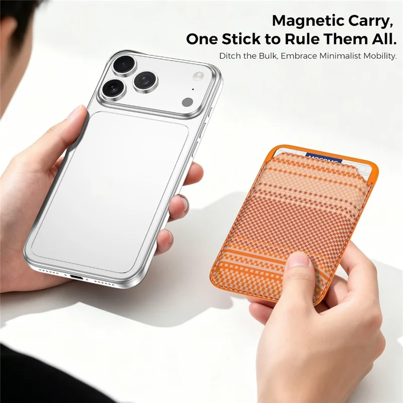 Magnetic Card Holder Wallet Slim RFID Blocking Card Slot Case Compatible with MagSafe - Orange