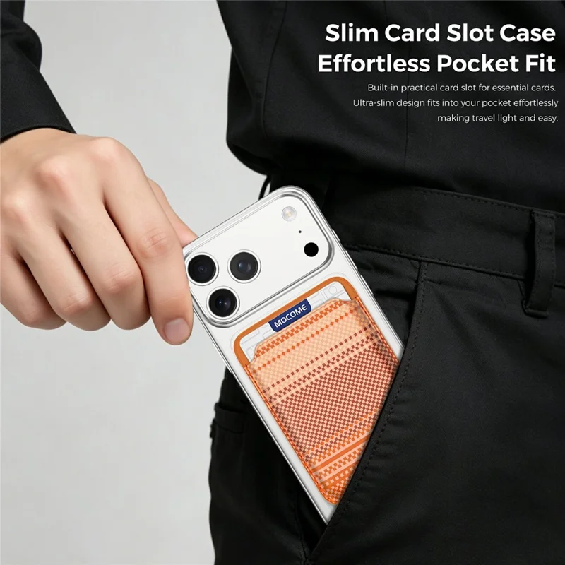 Magnetic Card Holder Wallet Slim RFID Blocking Card Slot Case Compatible with MagSafe - Orange