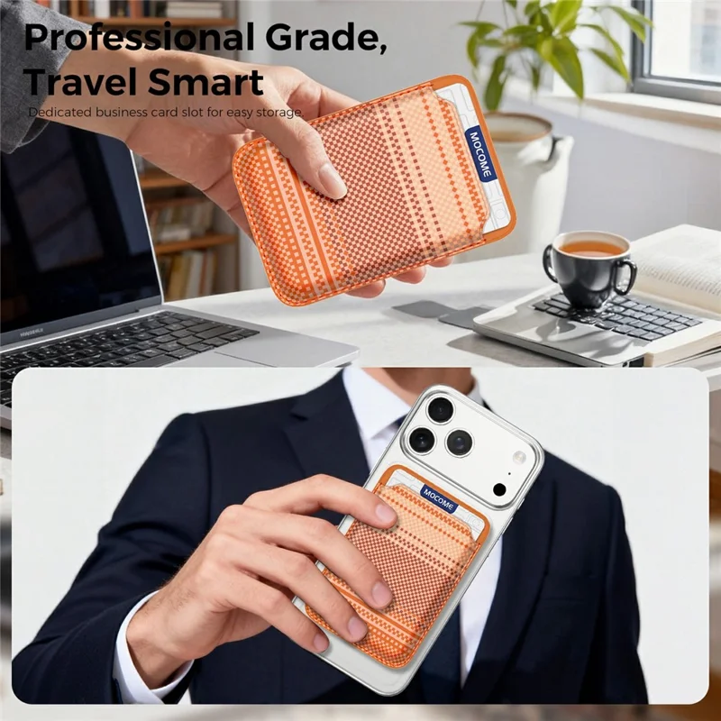 Magnetic Card Holder Wallet Slim RFID Blocking Card Slot Case Compatible with MagSafe - Orange