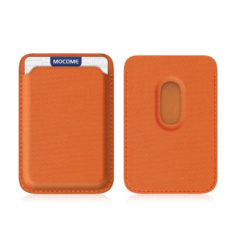 Magnetic Card Holder Wallet Tech Fabric RFID Blocking Phone Back Card Case - Orange