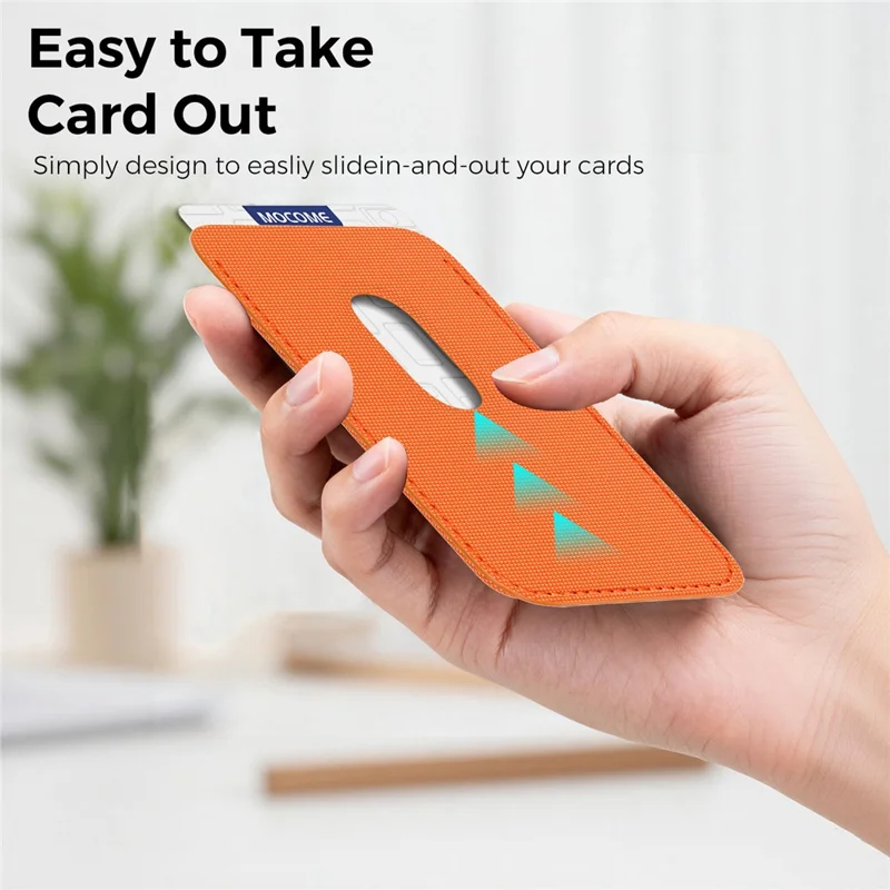 Magnetic Card Holder Wallet Tech Fabric RFID Blocking Phone Back Card Case - Orange
