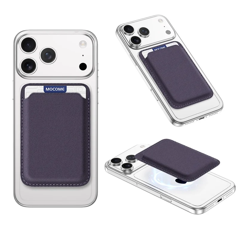 Cartera con Soporte Magnético para Tarjetas de Tela Técnica con Bloqueo RFID - Morado
